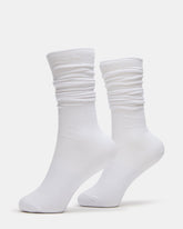 2 PACK RIB SLOUCH SOCKS WHITE
